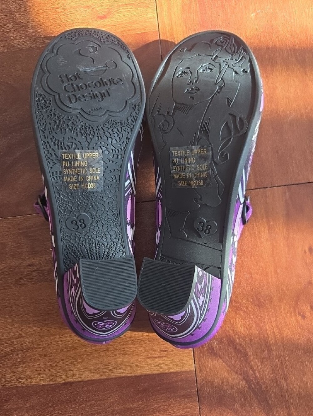 Hot Chocolate Design Gothic Purple Patterned Mary Jane Heels Sz 38/8 - Picture 6 of 6